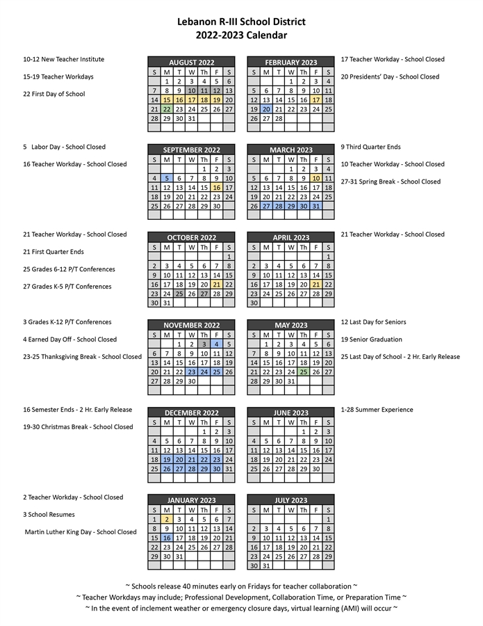 Revised 2022-23 School Year Calendar