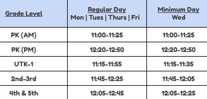 lunch schedule