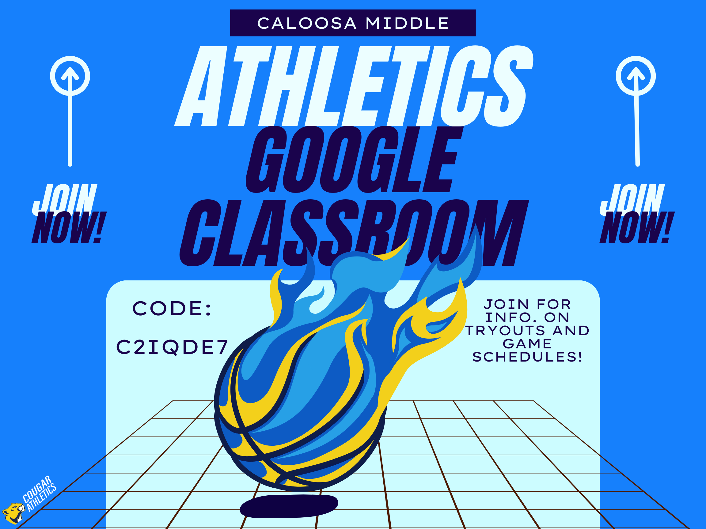 Athletics google classroom info with code