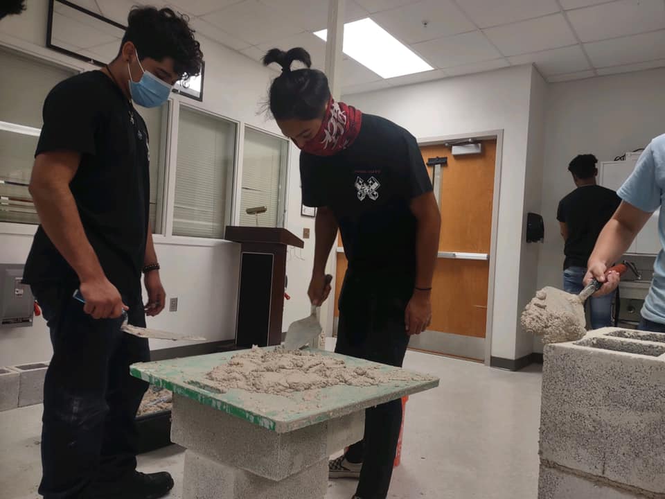 Students in masonry class.